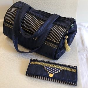 Silk duffel bag with jewelry roll